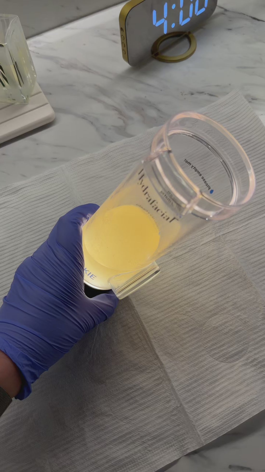 Inside a gunkie jar after a Platinum Hydrafacial at Kleydman Dermatology